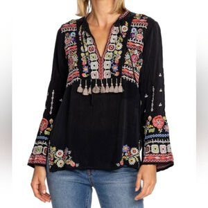 Johnny Was Coriander Blouse Bohemian Floral Embroidery Small